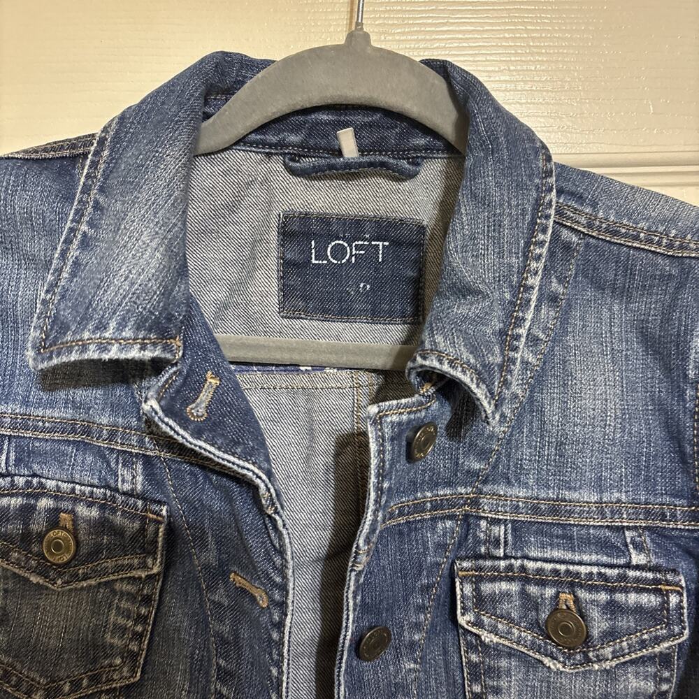 Ann Taylor LOFT Womens Jacket Size S Blue Denim Button western boho cowgirl - Picture 3 of 4